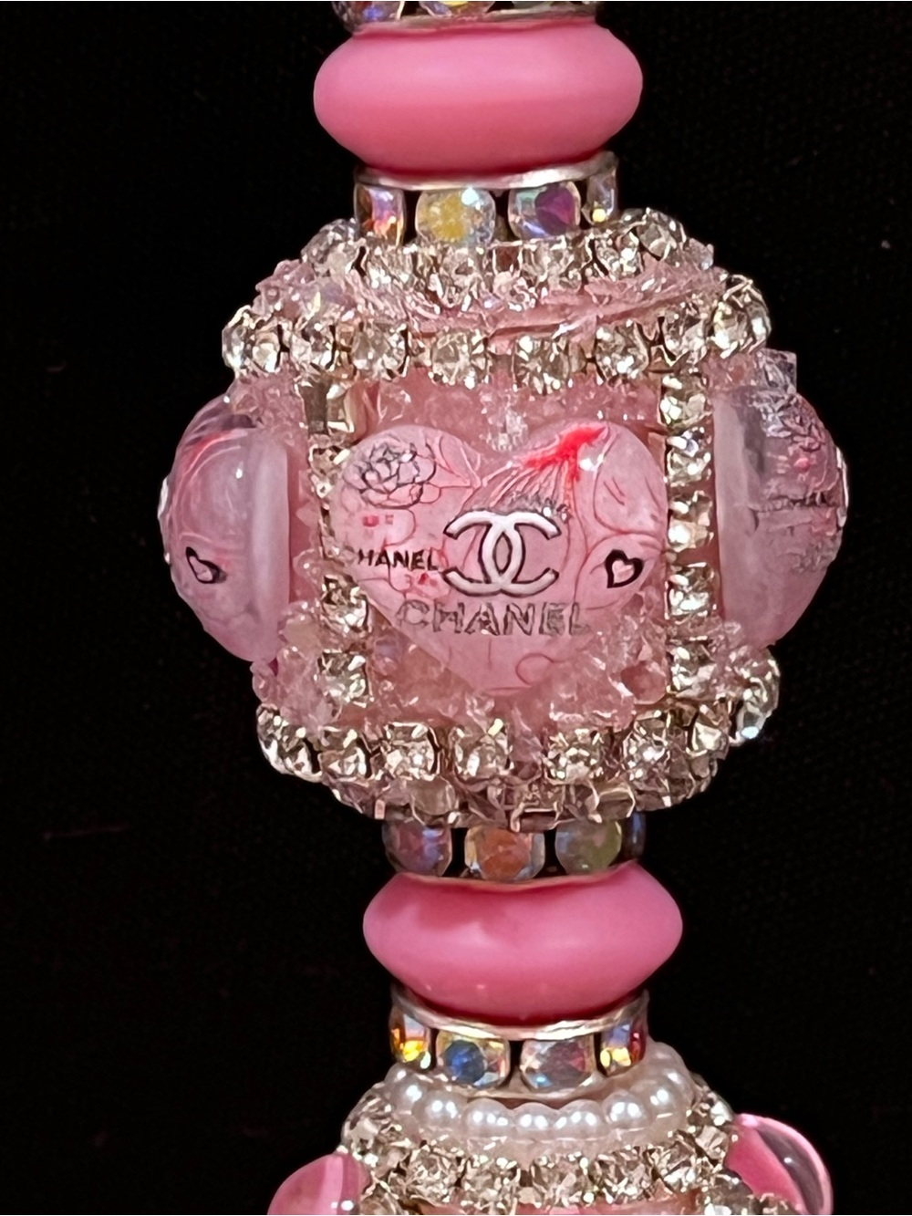Chanel Pink Heart Logo silicone focal fancy Beaded pen - Picture 9 of 10